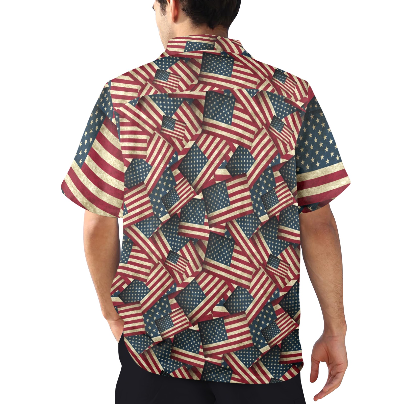 Patriotic USA American Flag Art / White Men's All Over Print Hawaiian Shirt (Model T58)