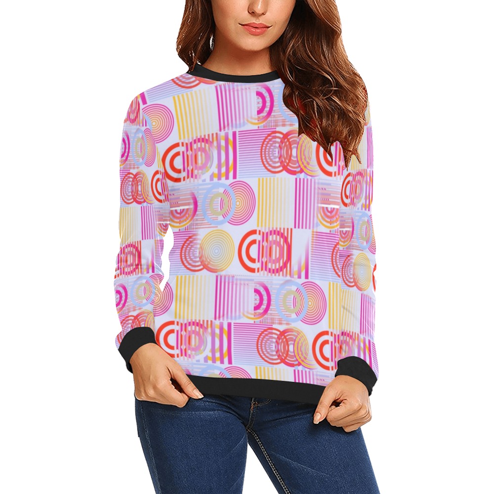 Color geometry All Over Print Crewneck Sweatshirt for Women (Model H18)