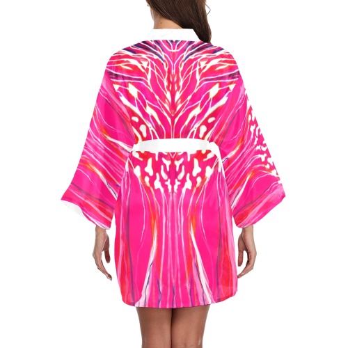 pink Long Sleeve Kimono Robe
