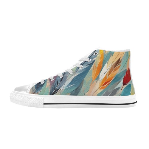 Mix of colorful tender feathers fantasy art. Women's Classic High Top Canvas Shoes (Model 017)