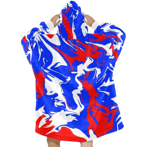 Patriotic Swirls of Red, White and Blue Blanket Hoodie for Women
