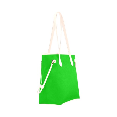 Merry Christmas Green Solid Color Clover Canvas Tote Bag (Model 1661)