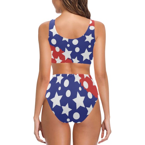 Patriotic Chest Bowknot Bikini Swimsuit (Model S33)