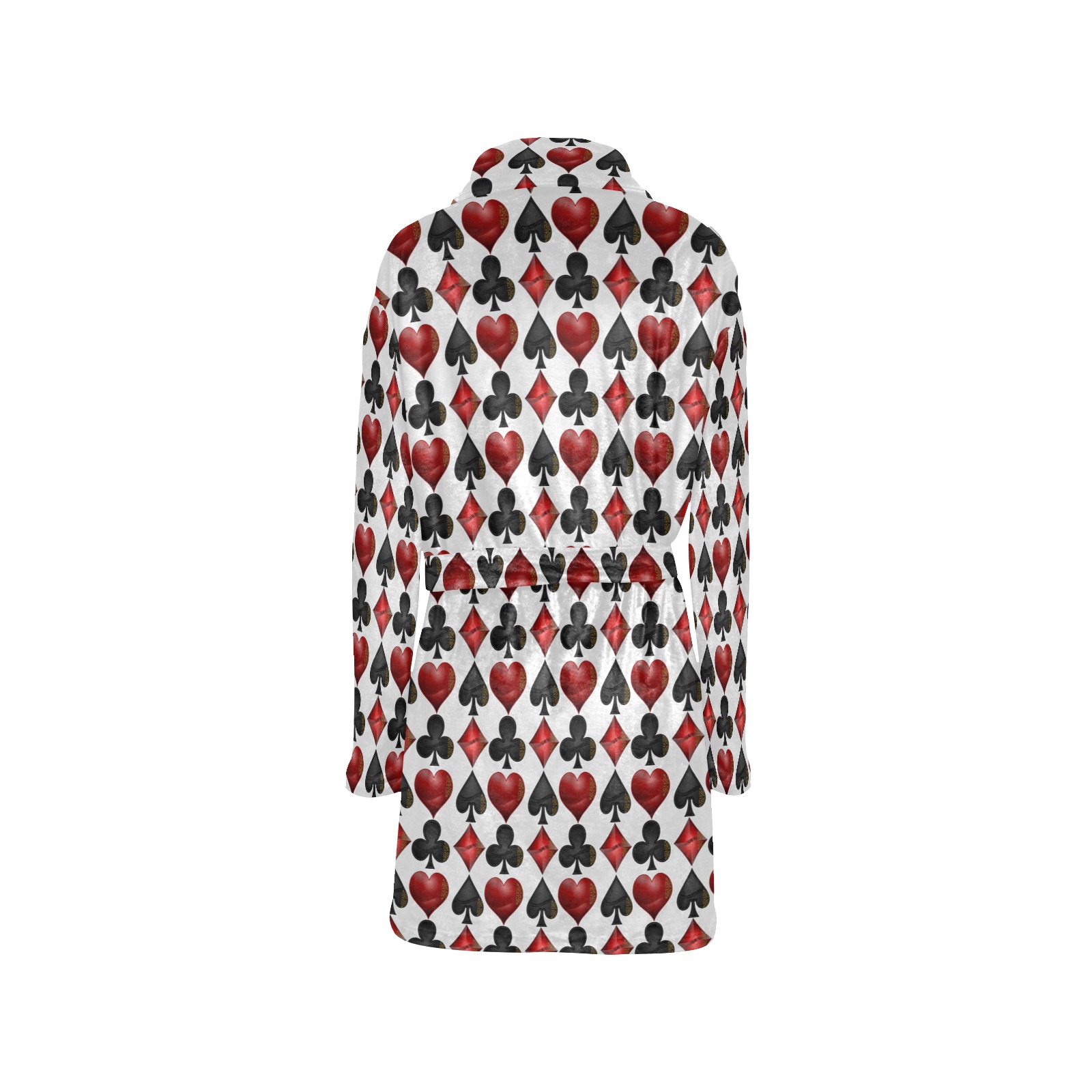 Black Red Playing Card Shapes - Silver Women's All Over Print Night Robe