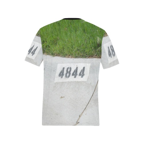 Street Number 4844 with black collar Men's All Over Print T-Shirt (Solid Color Neck) (Model T63)