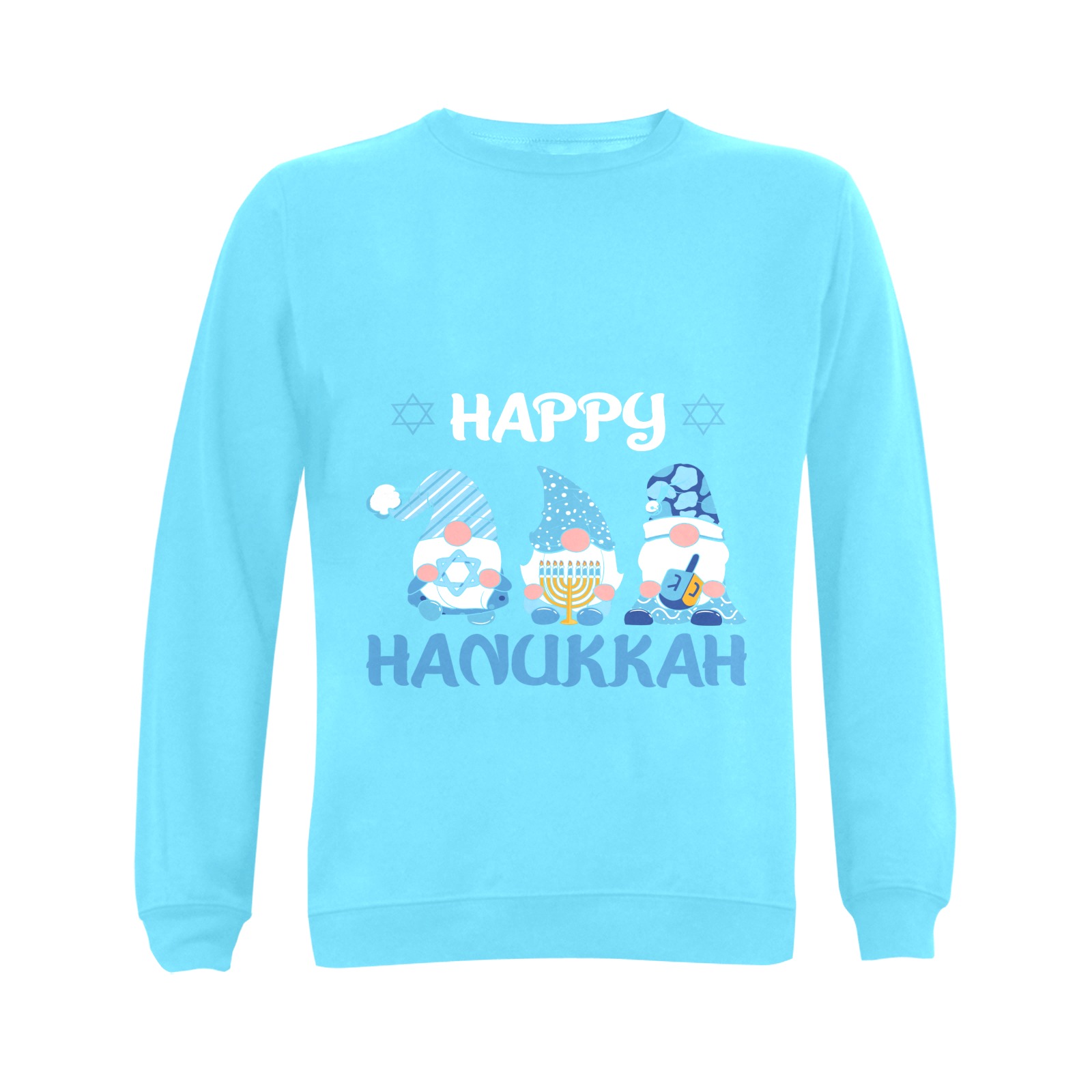 Happy Hanukah Gnomes (LB) Gildan Crewneck Sweatshirt(NEW) (Model H01)