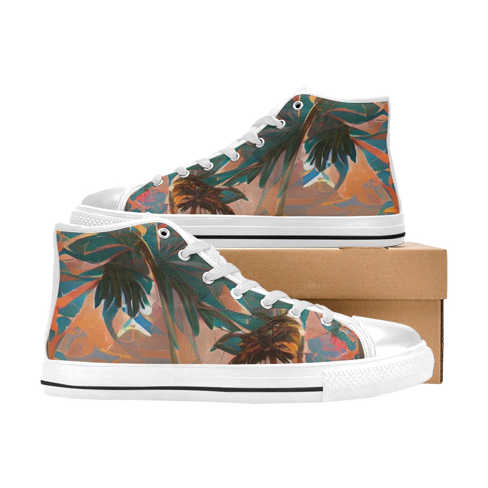 Beach_Vibes_TradingCard Women's Classic High Top Canvas Shoes (Model 017)