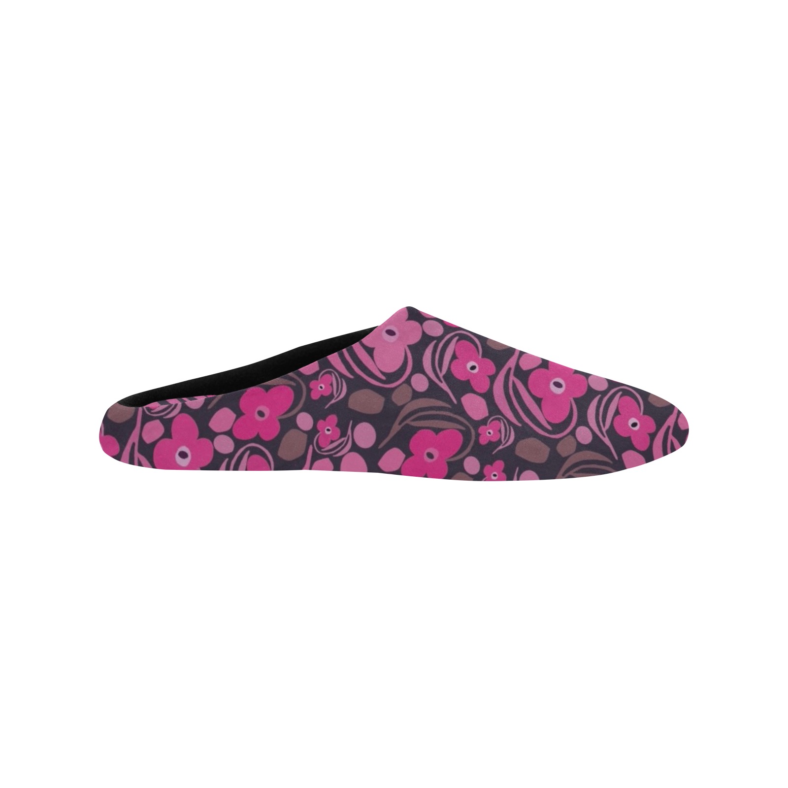 Retro pink floral Women's Non-Slip Cotton Slippers (Model 0602)