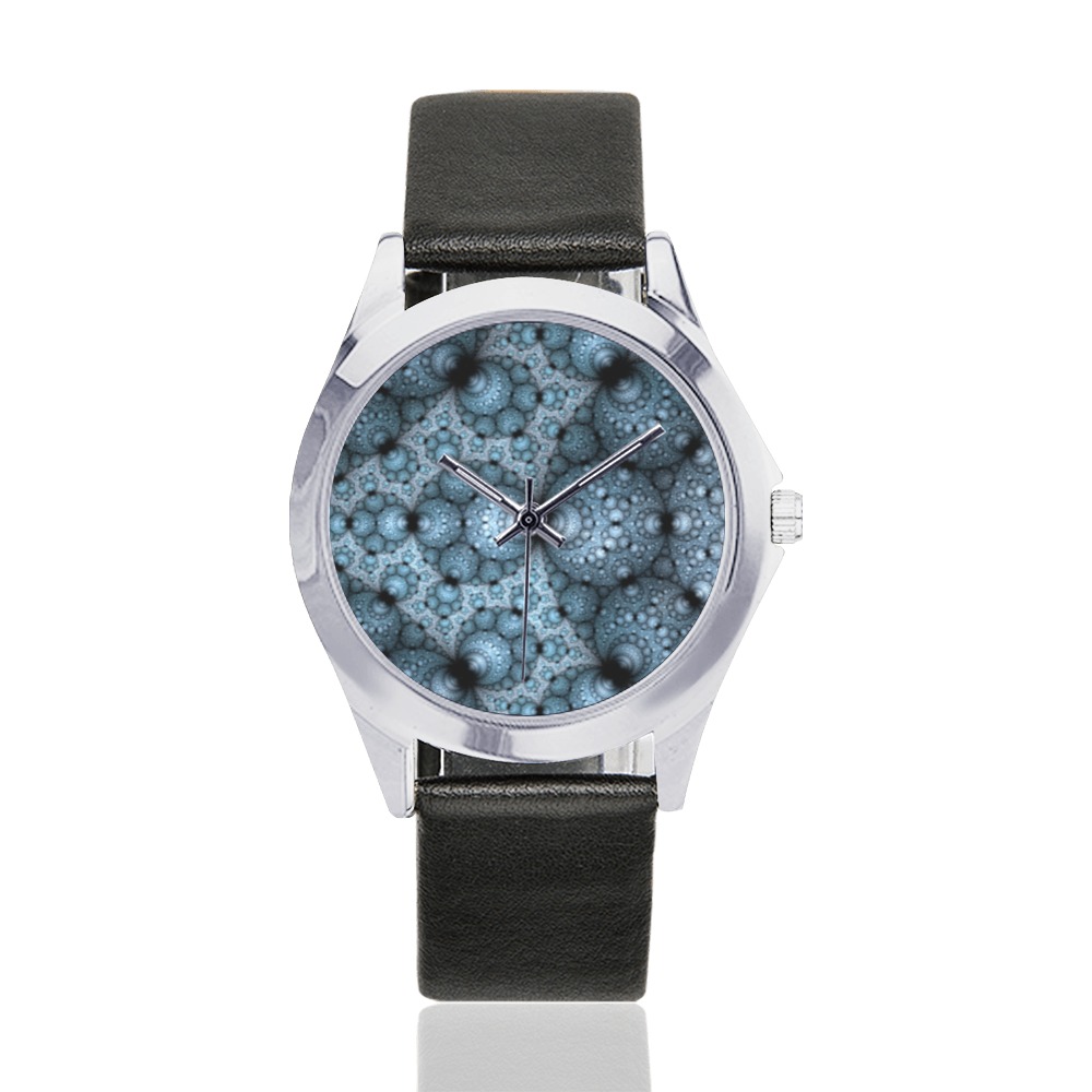 Riddle Me This Unisex Silver-Tone Round Leather Watch (Model 216)