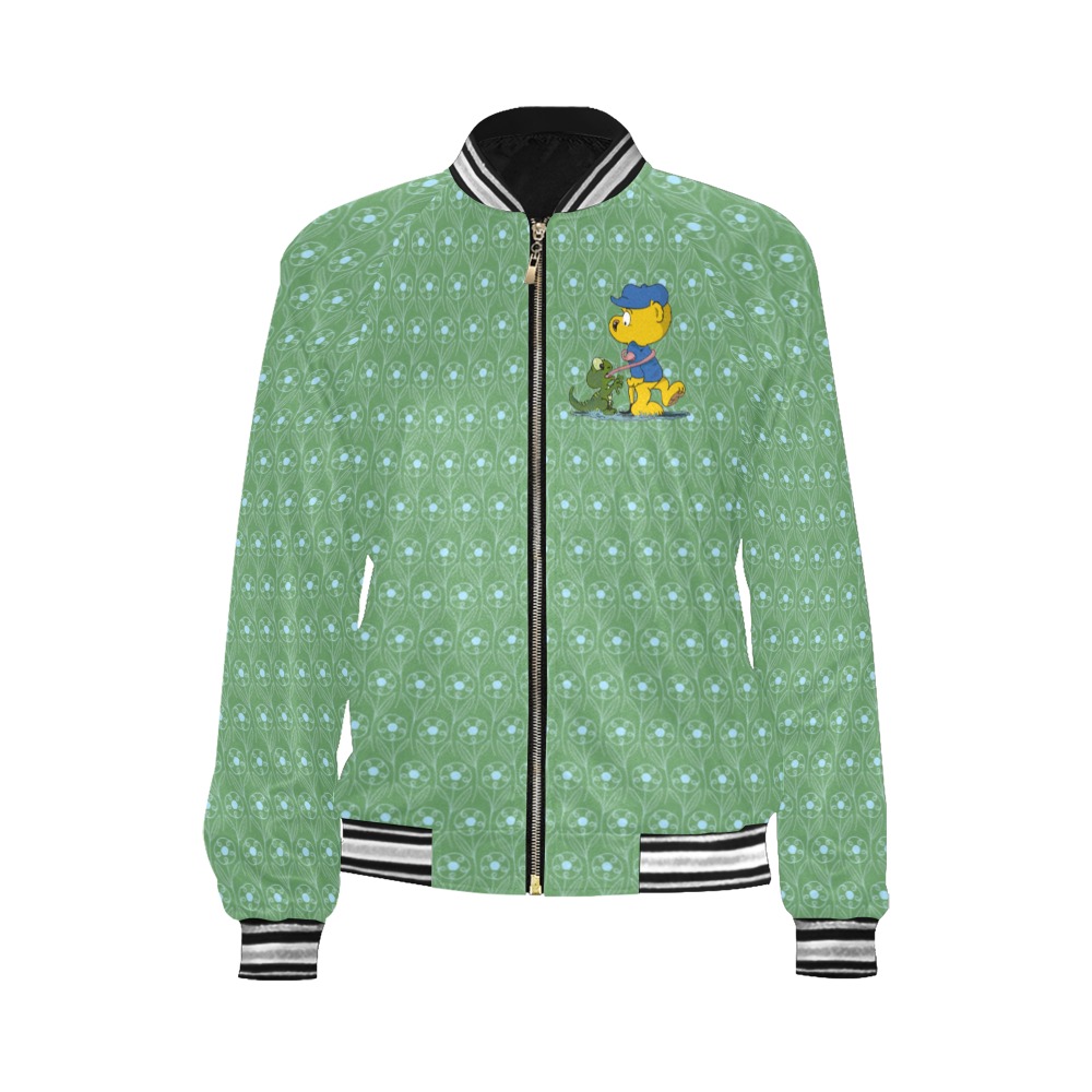 Ferald and The Baby Lizard All Over Print Bomber Jacket for Women (Model H21)