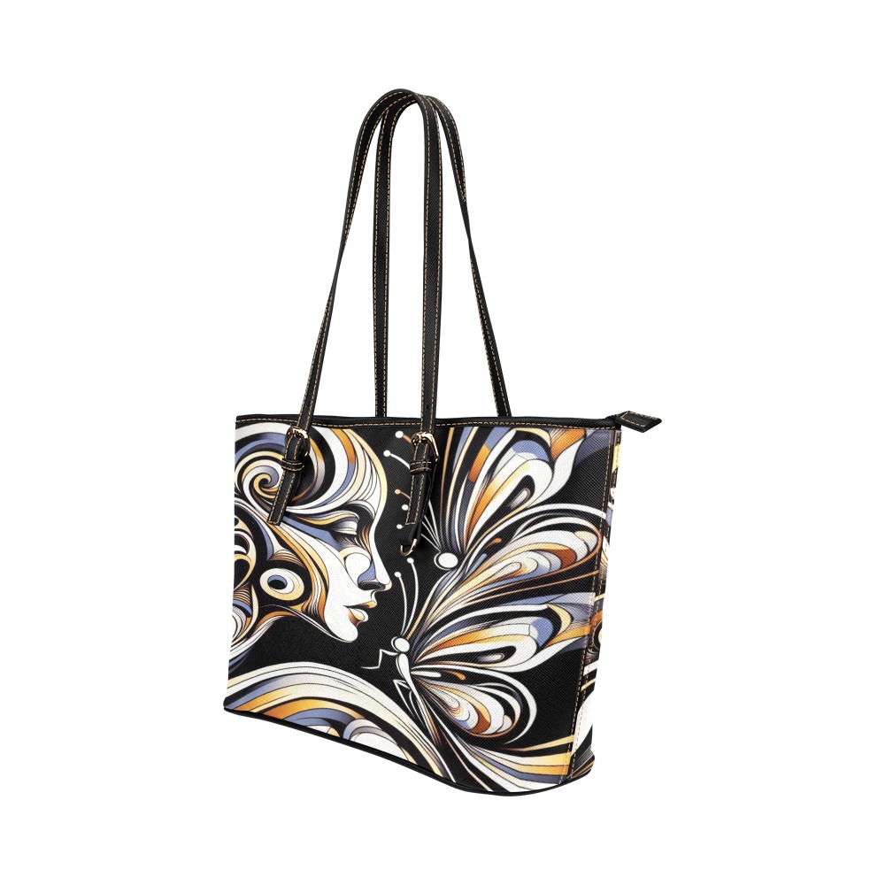 Lady Butterfly 2 Leather Tote Bag/Small (Model 1651)