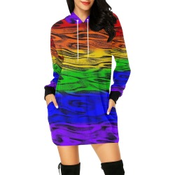 Rainbow Gay Pride Hoodie Dress All Over Print Hoodie Mini Dress (Model H27)