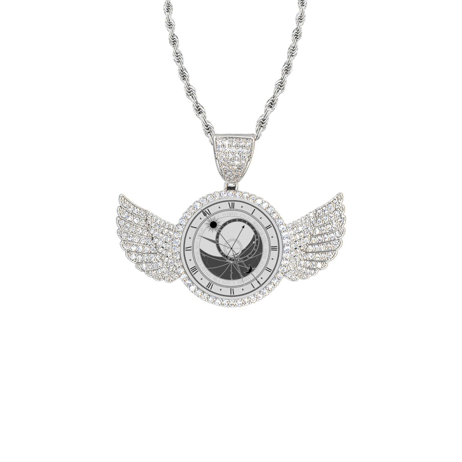 6230BCX Wings Silver Photo Pendant with Rope Chain