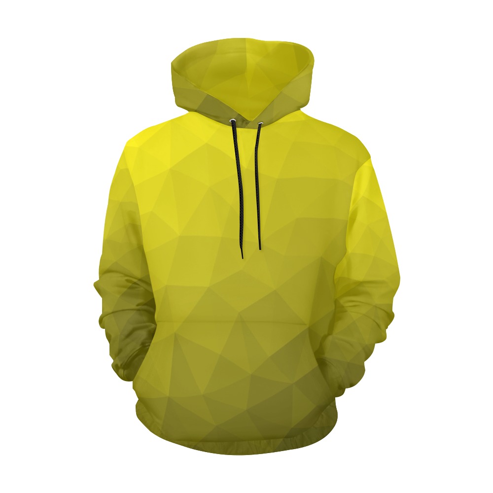 Yellow gradient geometric mesh pattern All Over Print Hoodie for Women (USA Size) (Model H13)