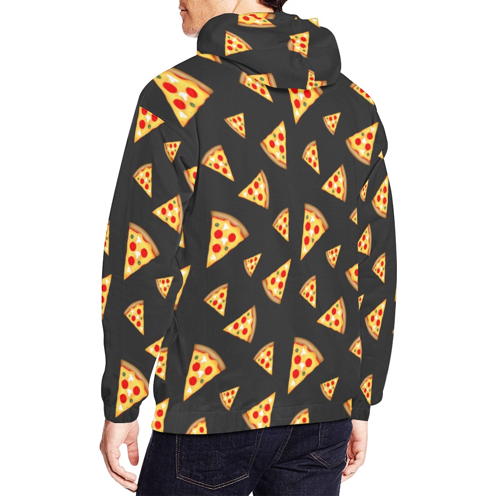 Cool and fun pizza slices pattern dark gray All Over Print Hoodie for Men (USA Size) (Model H13)