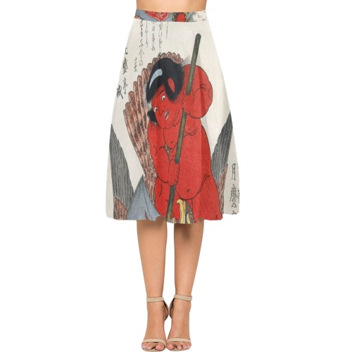 Japanese Devil Art Mnemosyne Women's Crepe Skirt (Model D16)