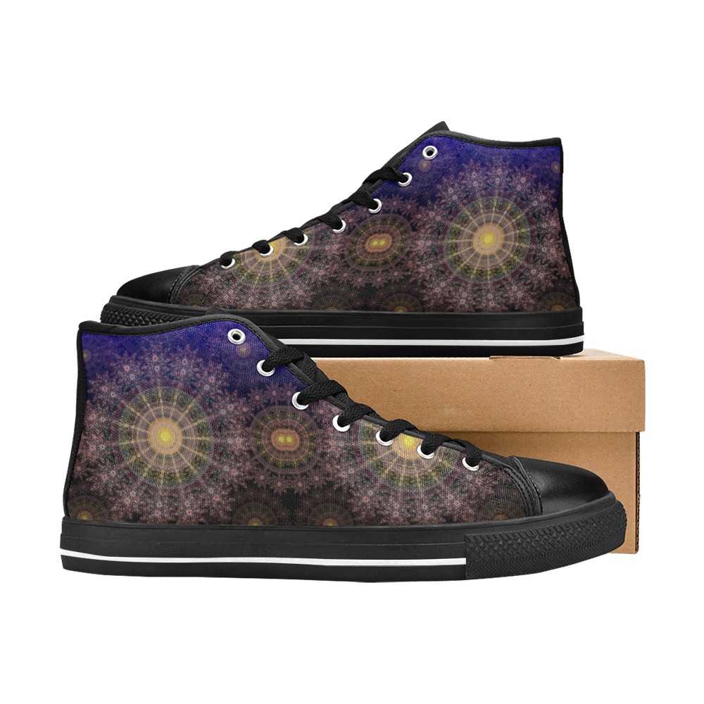 Sparkling flower art in the clear night sky Men’s Classic High Top Canvas Shoes (Model 017)