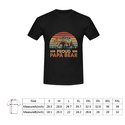 Retro Sunset Proud Papa Bear Men's T-Shirt in USA Size (Front Printing Only)