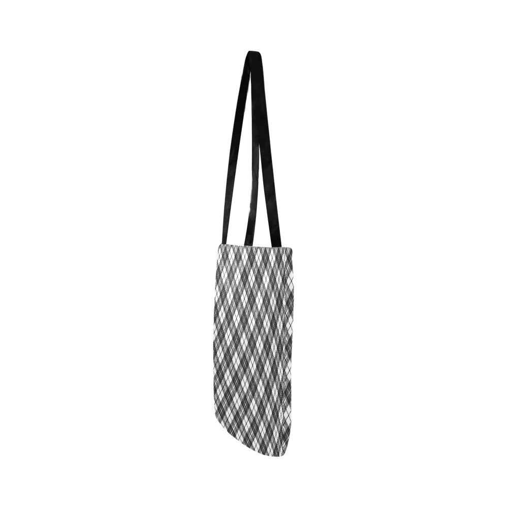 Tartan black white pattern holidays Christmas xmas elegant lines geometric cool fun classic elegance Reusable Shopping Bag Model 1660 (Two sides)