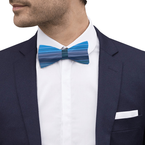 Abstract Blue Horizontal Stripes Custom Bow Tie