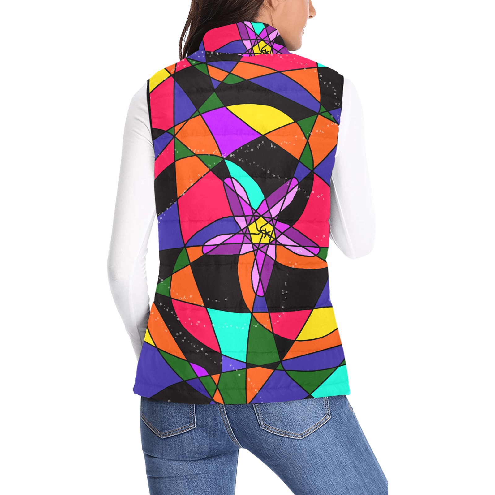 Abstract Design S 2020 Women's Padded Vest Jacket (Model H44)