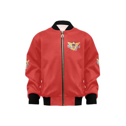 TRENDY LIONESS COUTURE VI FLAG KID'S RED BOMBER JACKET