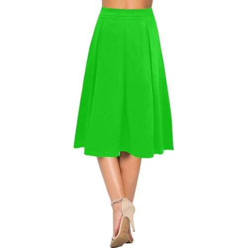 Merry Christmas Green Solid Color Mnemosyne Women's Crepe Skirt (Model D16)