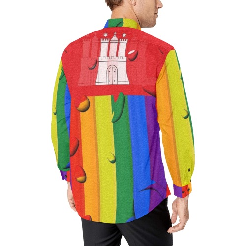 Hamburg Pride Flag Pop Art by Nico Bielow Men's All Over Print Casual Dress Shirt (Model T61)