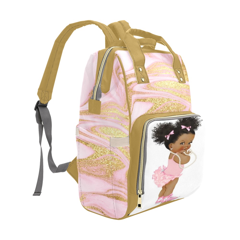 pink/gold babygirl Multi-Function Diaper Backpack/Diaper Bag (Model 1688)