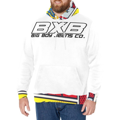 BxB Retro Hoodie Men's Fleece Hoodie w/ White Lining Hood (Model H55)