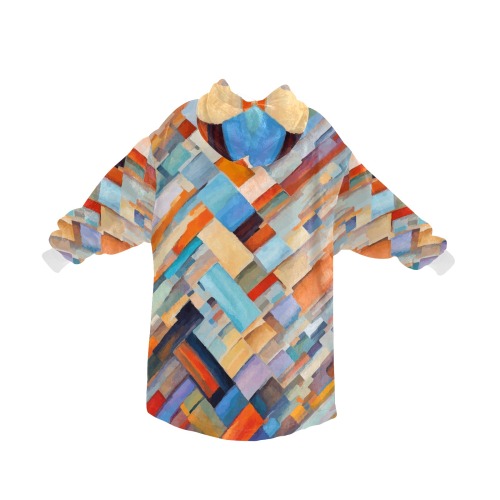 Rectangular patches of many colors abstract art Blanket Hoodie for Men