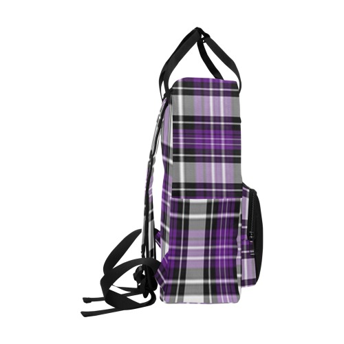 Purple Black Plaid Twin Handle Backpack (Model 1732)