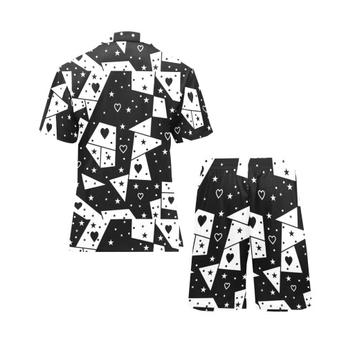 Black and White by Nico Bielow Men's V-Neck Short Pajama Set