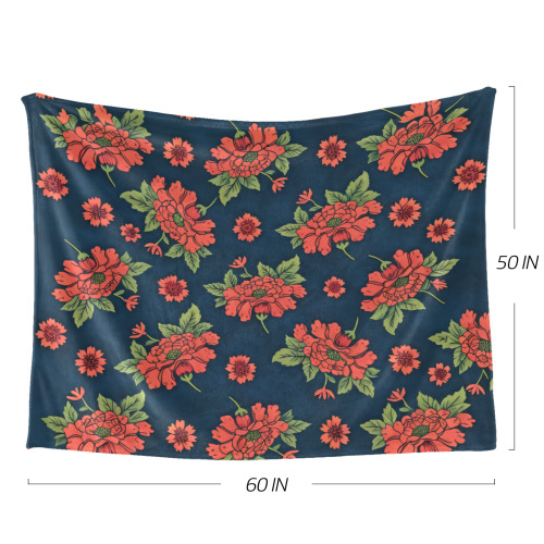 Red Flowers Ultra-Soft Micro Fleece Blanket 60"x50"