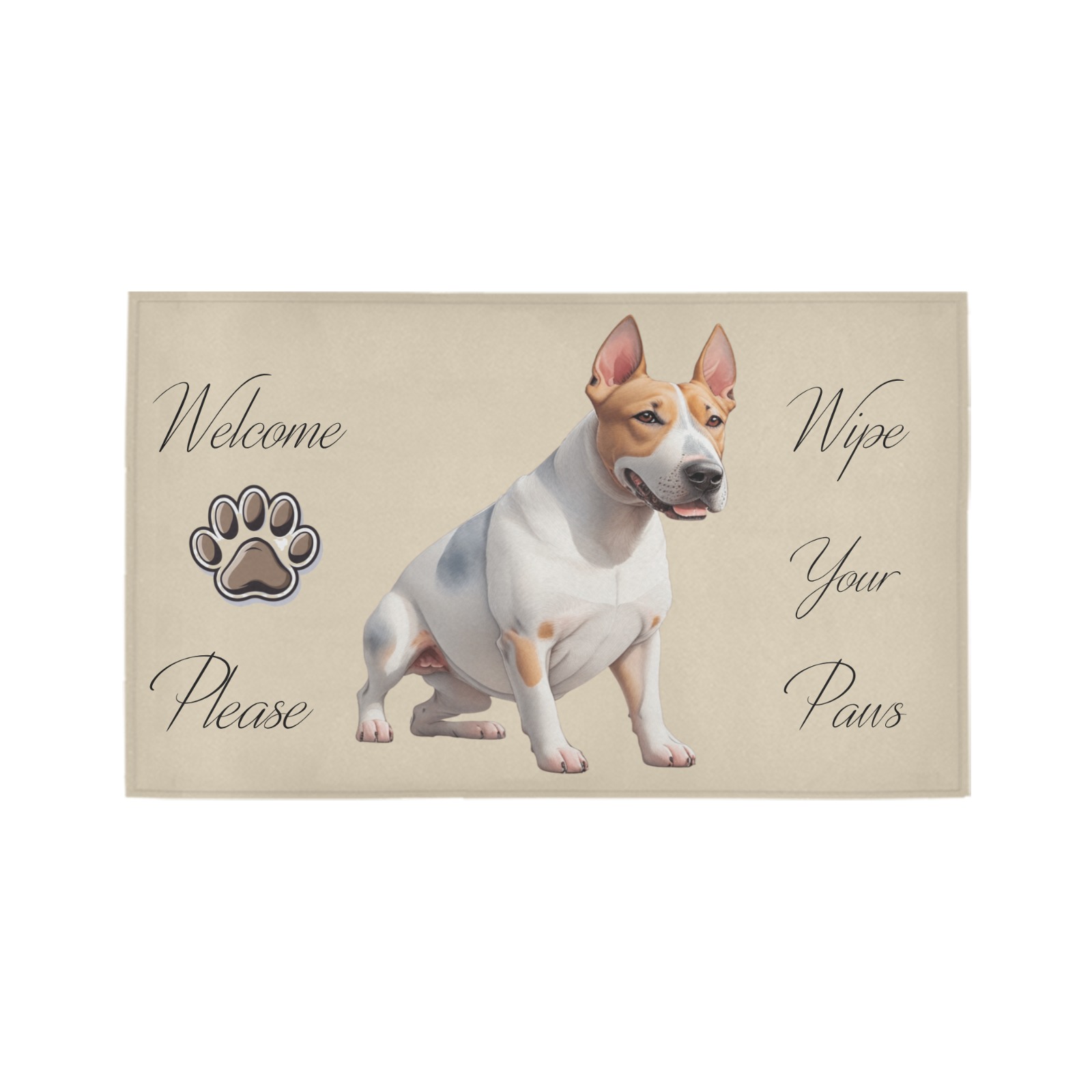 Bull Terrier Please Wipe Your Paws Azalea Doormat 30" x 18" (Sponge Material)