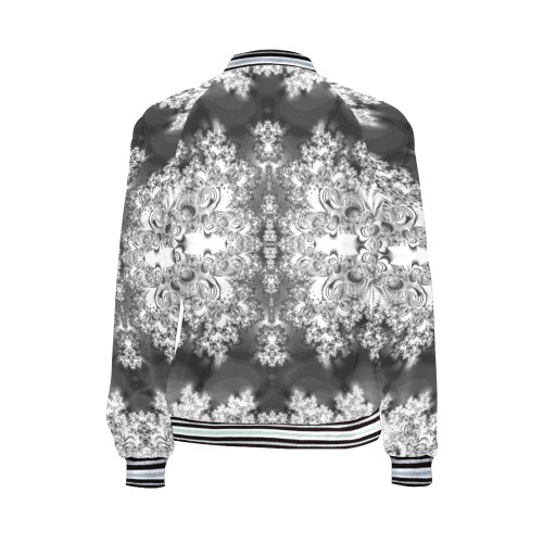 Silver Linings Frost Fractal All Over Print Bomber Jacket for Women (Model H21)