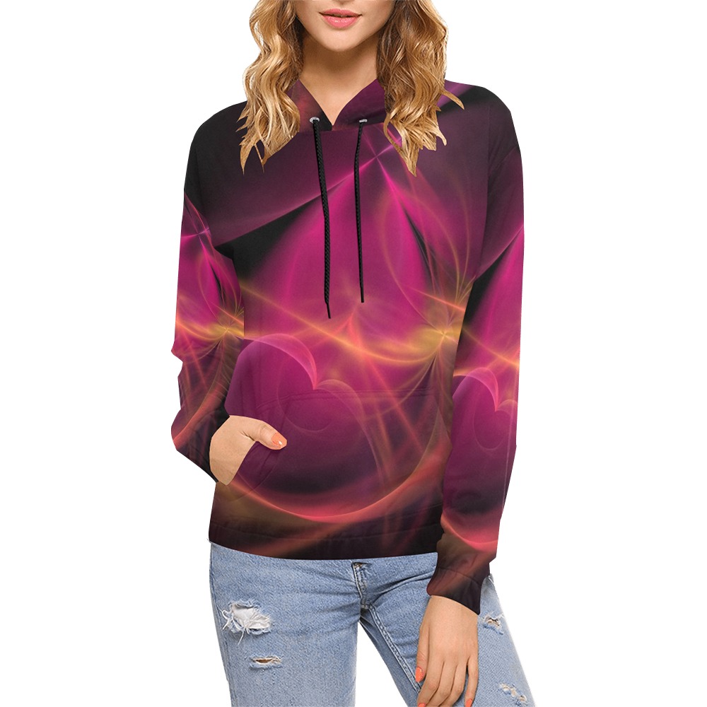 Fractal All Over Print Hoodie for Women (USA Size) (Model H13)