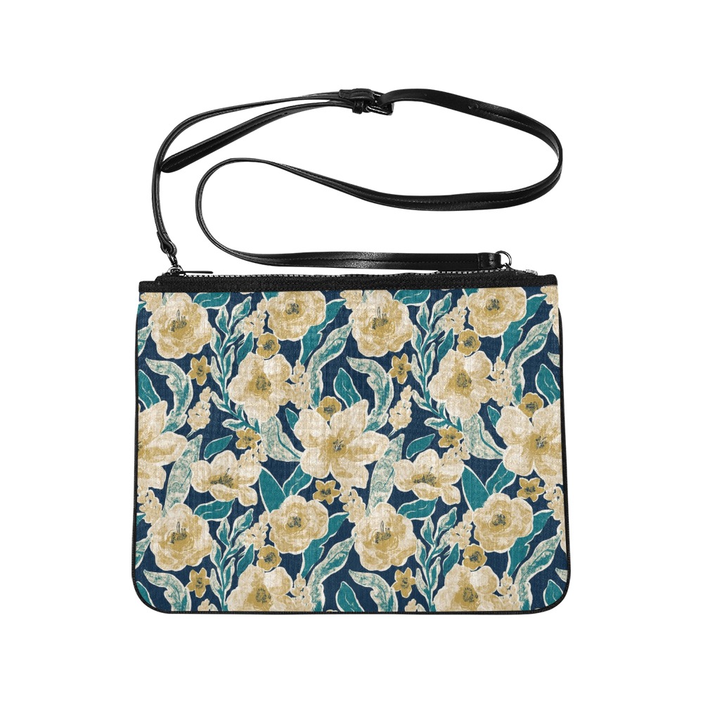 Painted Flowers Slim Clutch Bag (Model 1668)