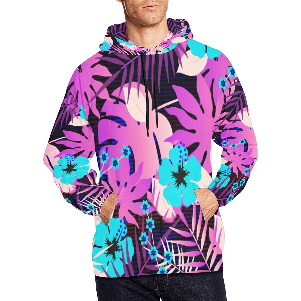 GROOVY FUNK THING FLORAL PURPLE All Over Print Hoodie for Men (USA Size) (Model H13)