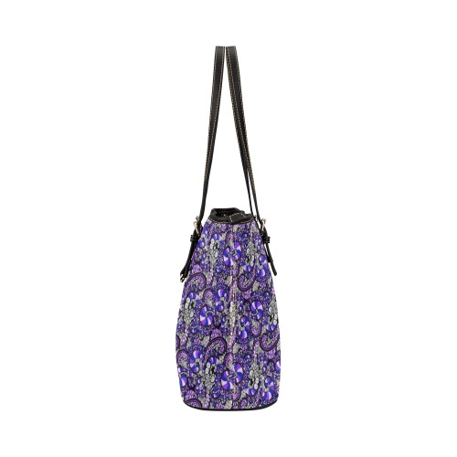 Purple Pulse Leather Tote Bag/Small (Model 1651)