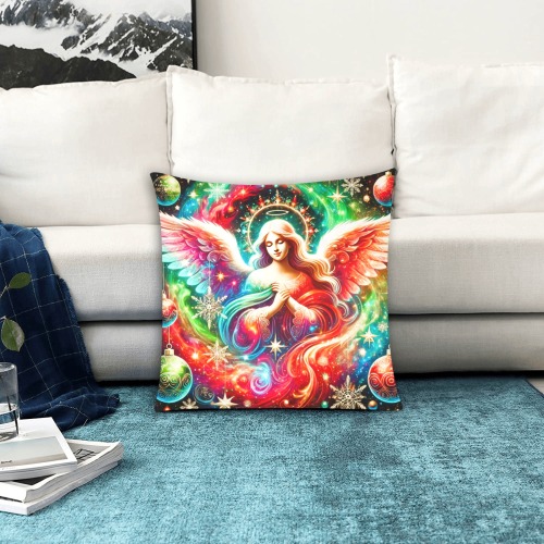 Christmas angel Custom Zippered Pillow Cases 18"x18" (Two Sides)