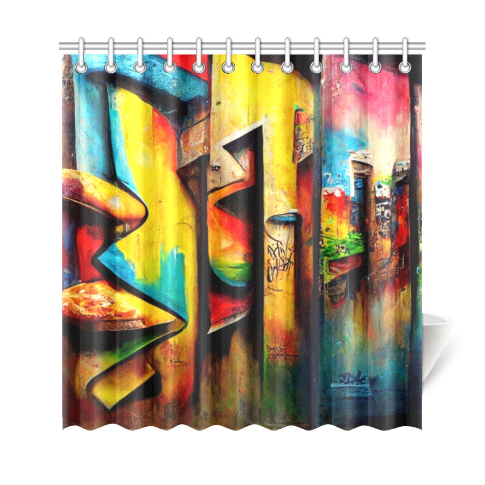colourful graffiti street Shower Curtain 69"x72"