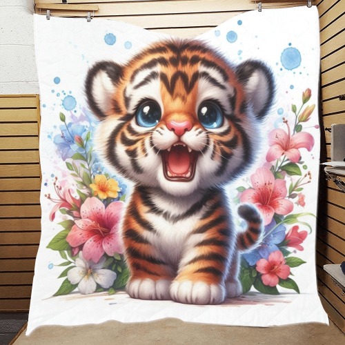 Watercolor Tiger 1 Quilt 60"x70"