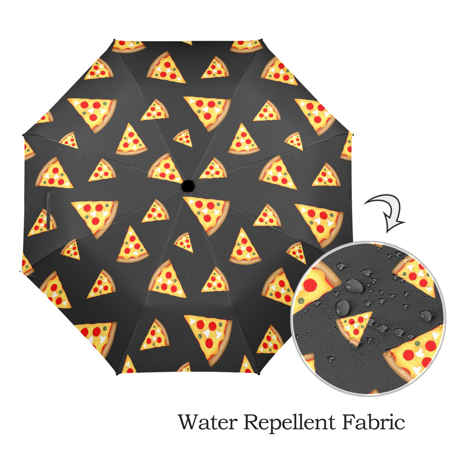 Cool and fun pizza slices pattern dark gray Semi-Automatic Foldable Umbrella (Model U12)