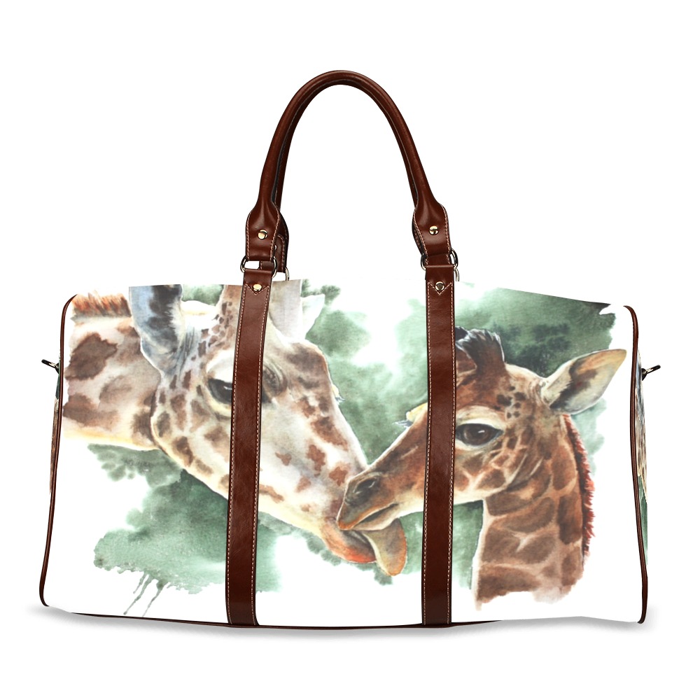 Watercolour Giraffes Wildlife Travel bag Waterproof Travel Bag/Large (Model 1639)