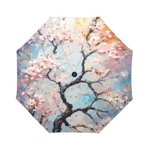 Classy art of blooming sakura tree. Hanami season. Auto-Foldable Umbrella (Model U04)