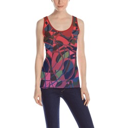 Summer Red Blue Abstract Tangles All Over Print Tank Top for Women (Model T43)