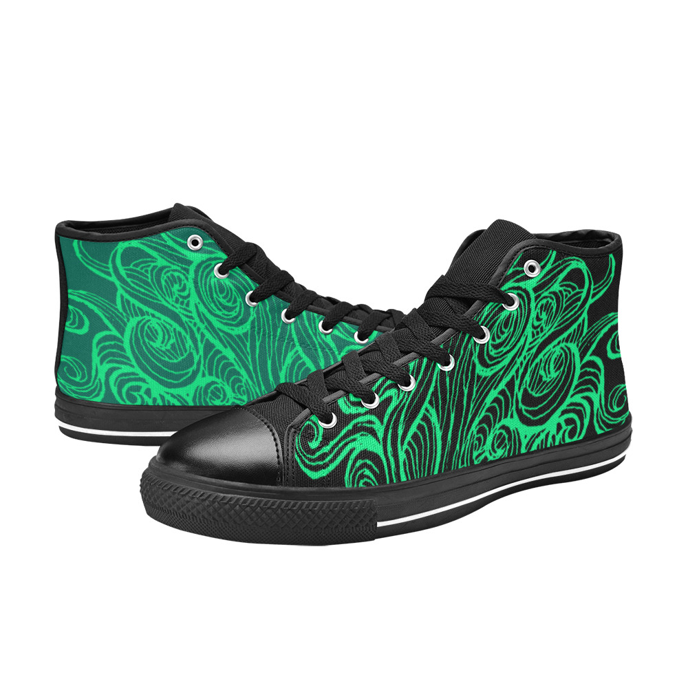 Graffiti Green - Double Sided Women's Classic High Top Canvas Shoes (Model 017)