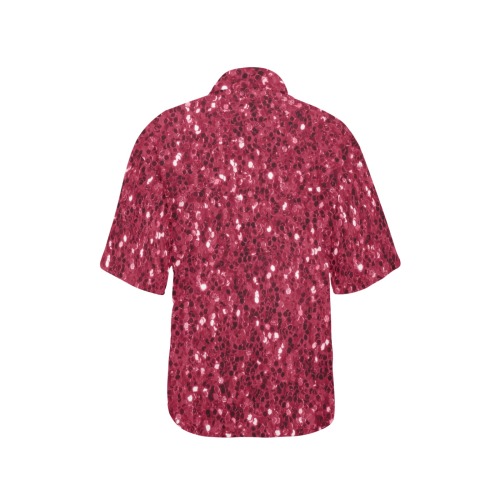 Magenta dark pink red faux sparkles glitter All Over Print Hawaiian Shirt for Women (Model T58)