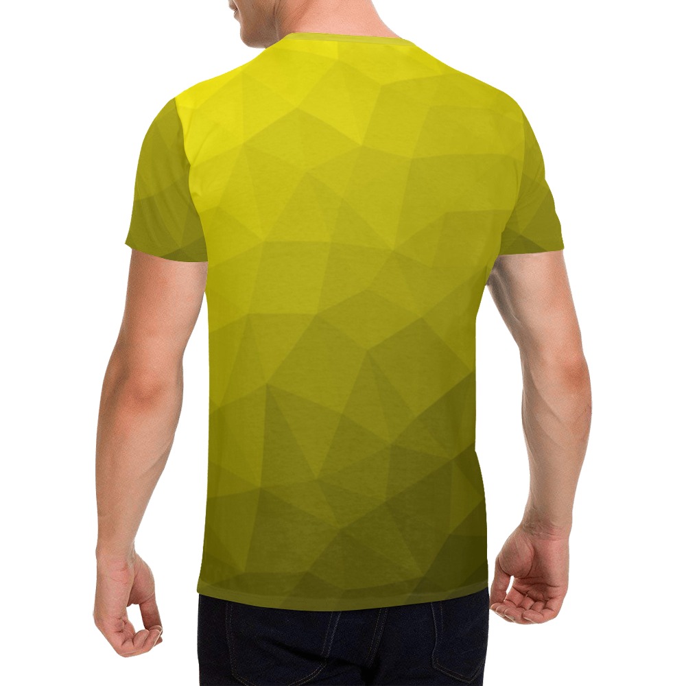 Yellow gradient geometric mesh pattern All Over Print T-Shirt for Men (USA Size) (Model T40)